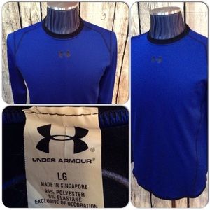 Under Armour Athletic Shirt Men L Solid Blue H1-82